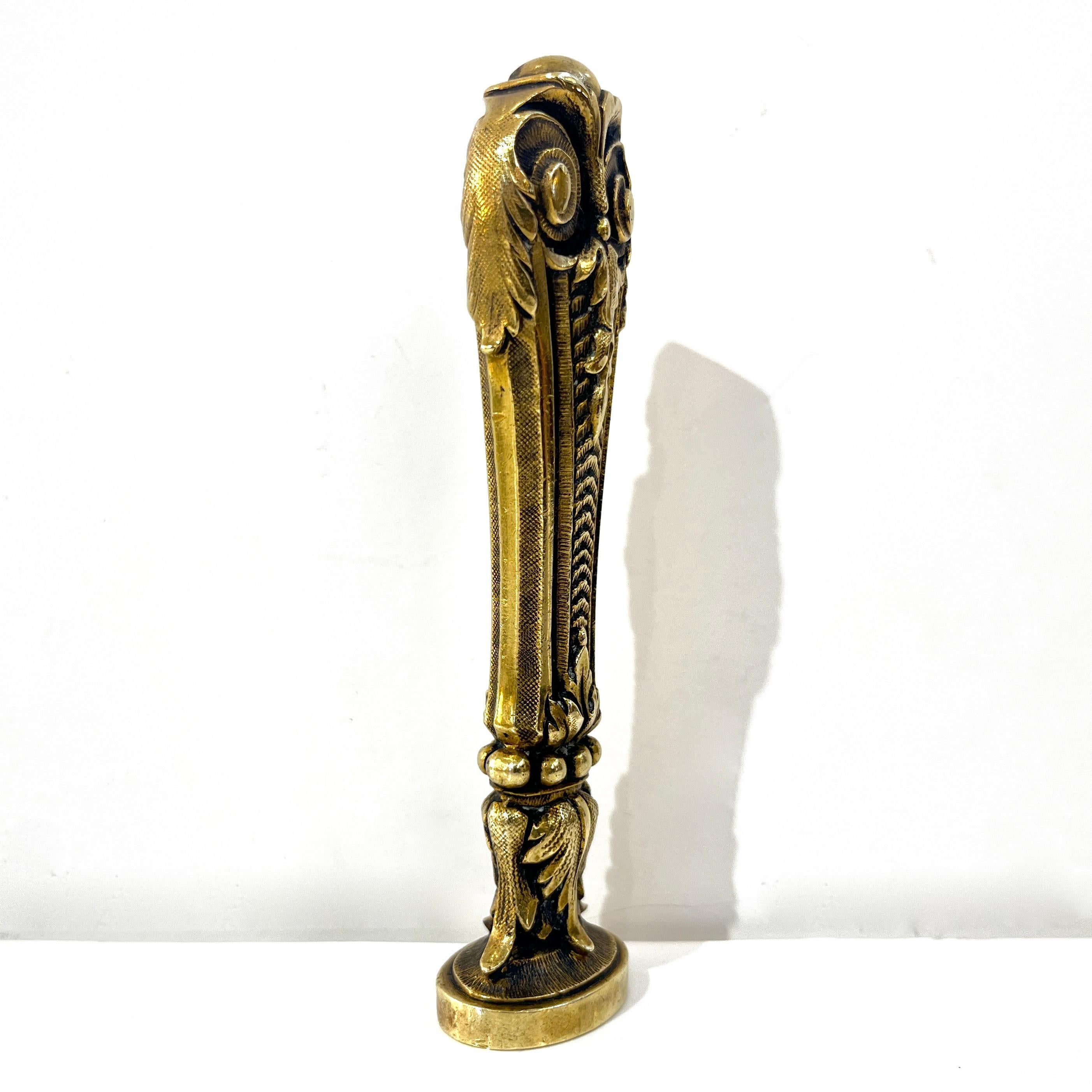 Antique French 1880s Nature Decor Cast Bronze Blank Oval Wax Seal Stamp 8