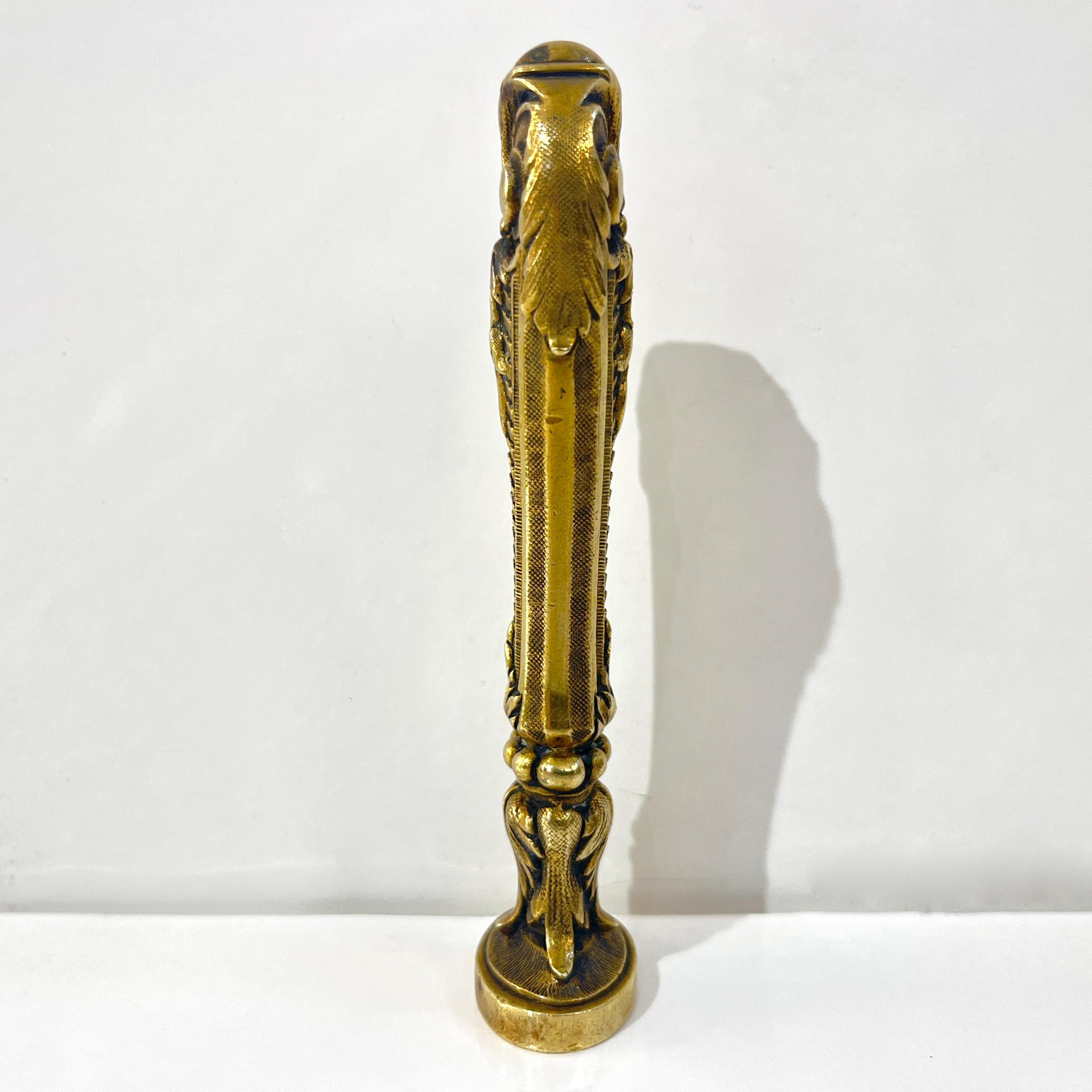 Victorian Antique French 1880s Nature Decor Cast Bronze Blank Oval Wax Seal Stamp