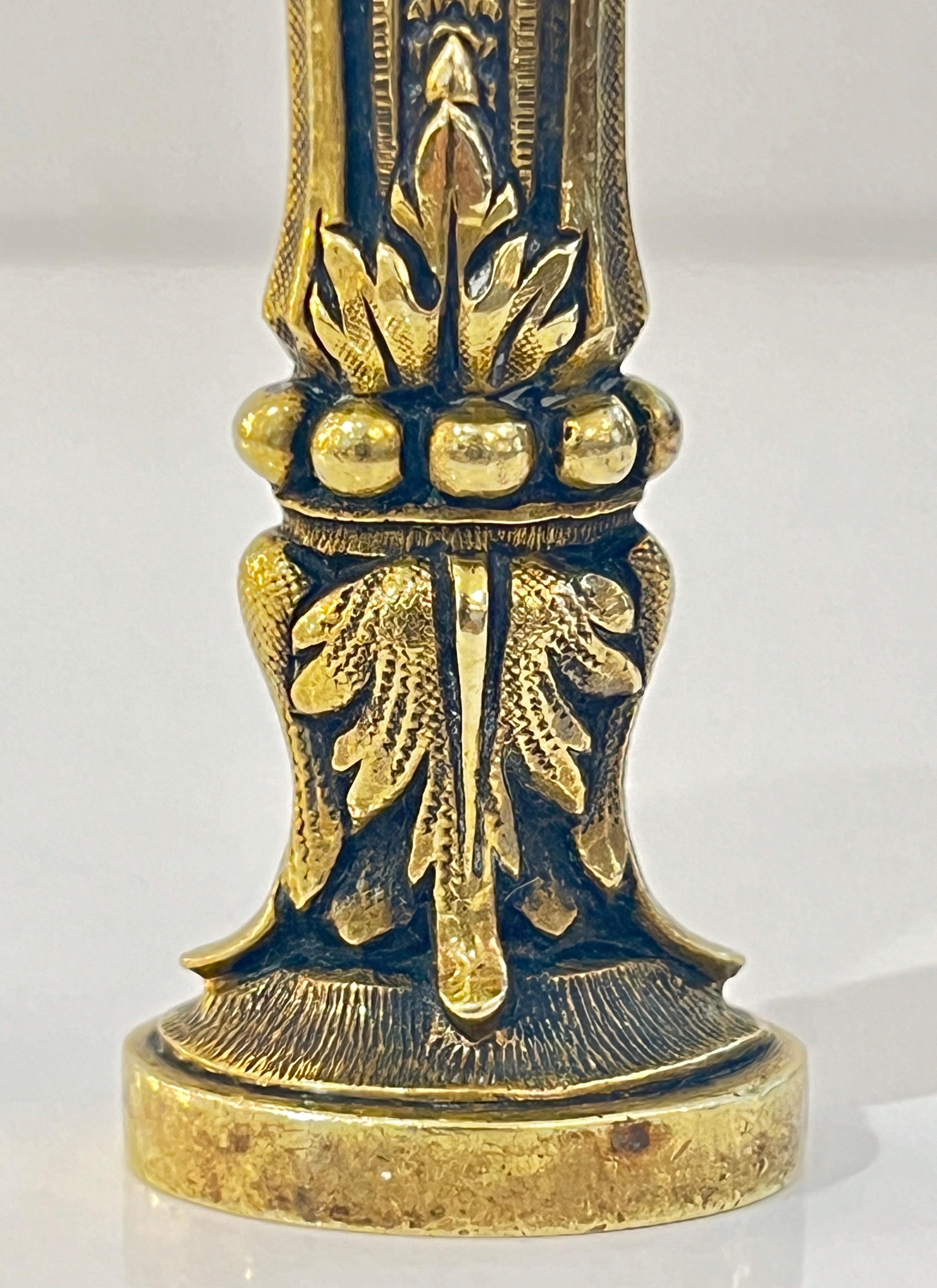 Late 19th Century Antique French 1880s Nature Decor Cast Bronze Blank Oval Wax Seal Stamp