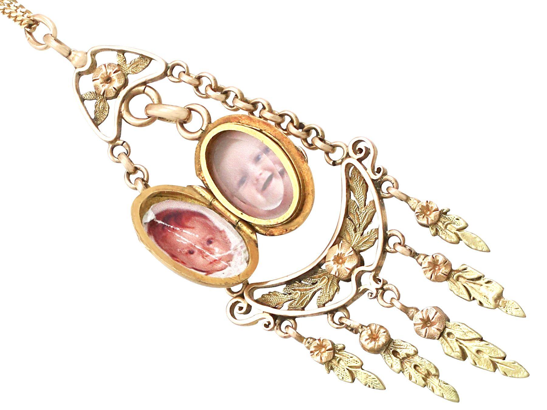 Victorian Antique French Yellow and Rose Gold Locket For Sale