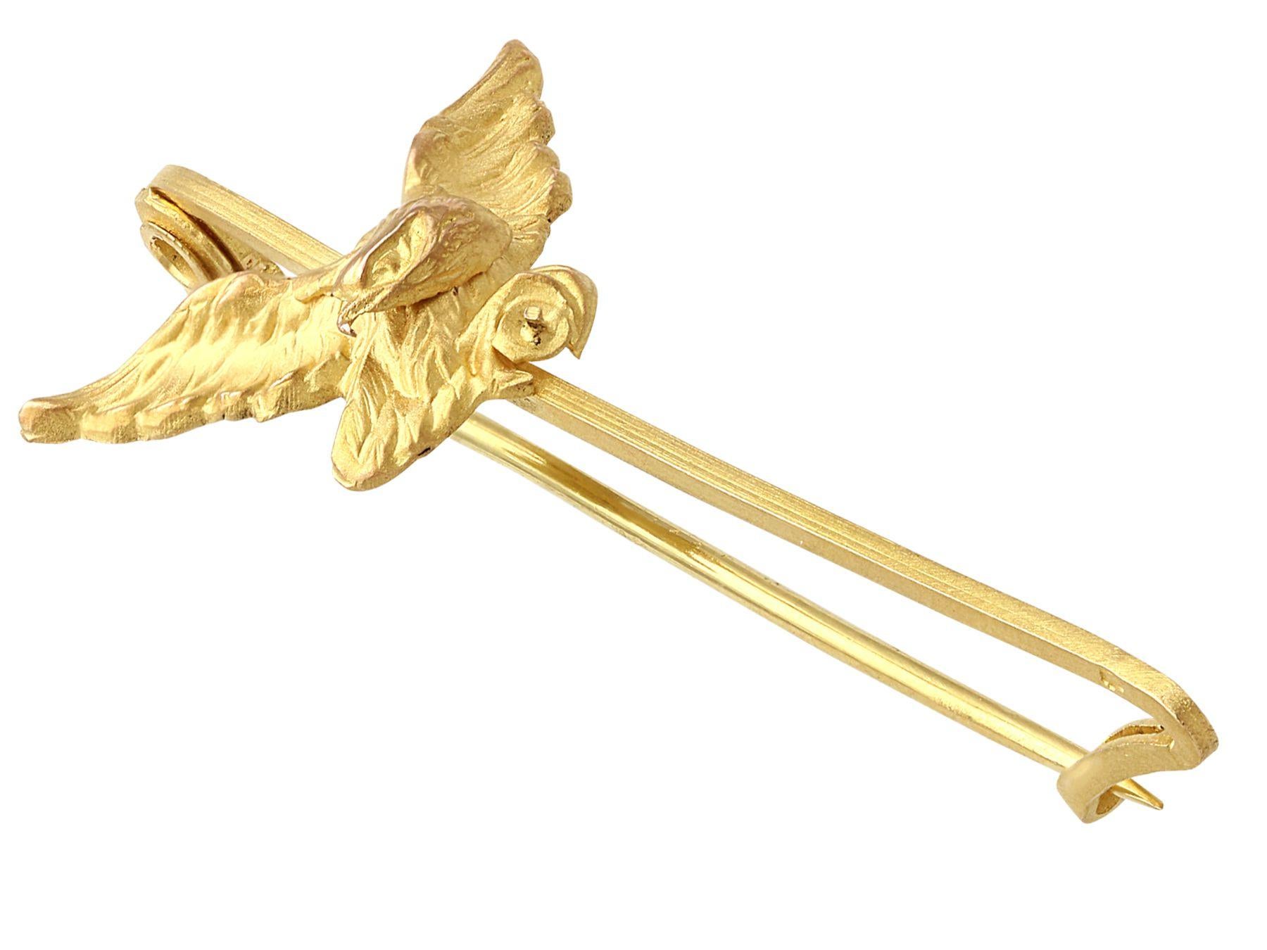 Antique French 1890s Yellow Gold Eagle Pin Brooch In Excellent Condition For Sale In Jesmond, Newcastle Upon Tyne