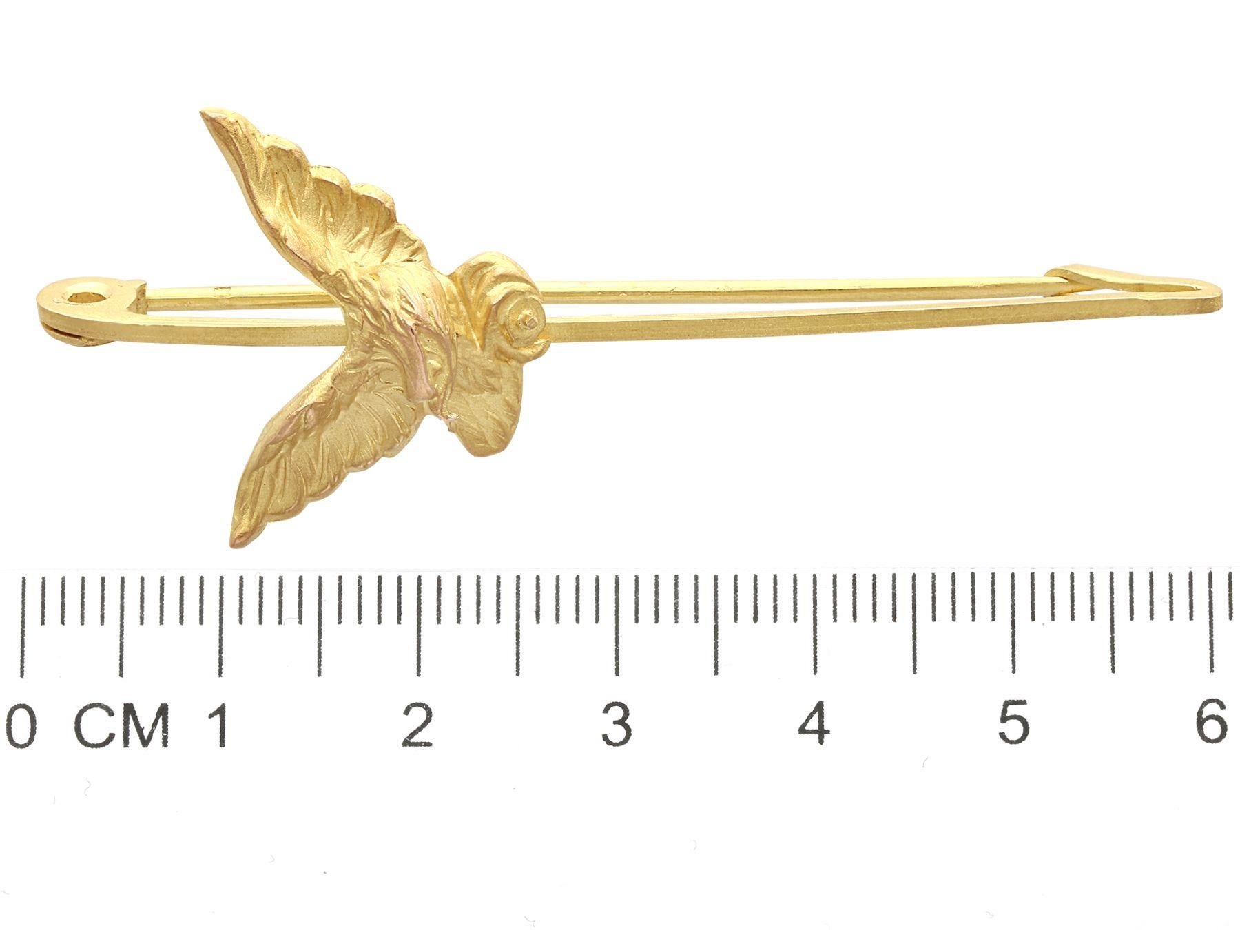 Antique French 1890s Yellow Gold Eagle Pin Brooch For Sale 1