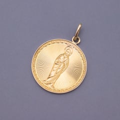 Antique French 1896 engraved religious Jezus pendant - souvenir de communion