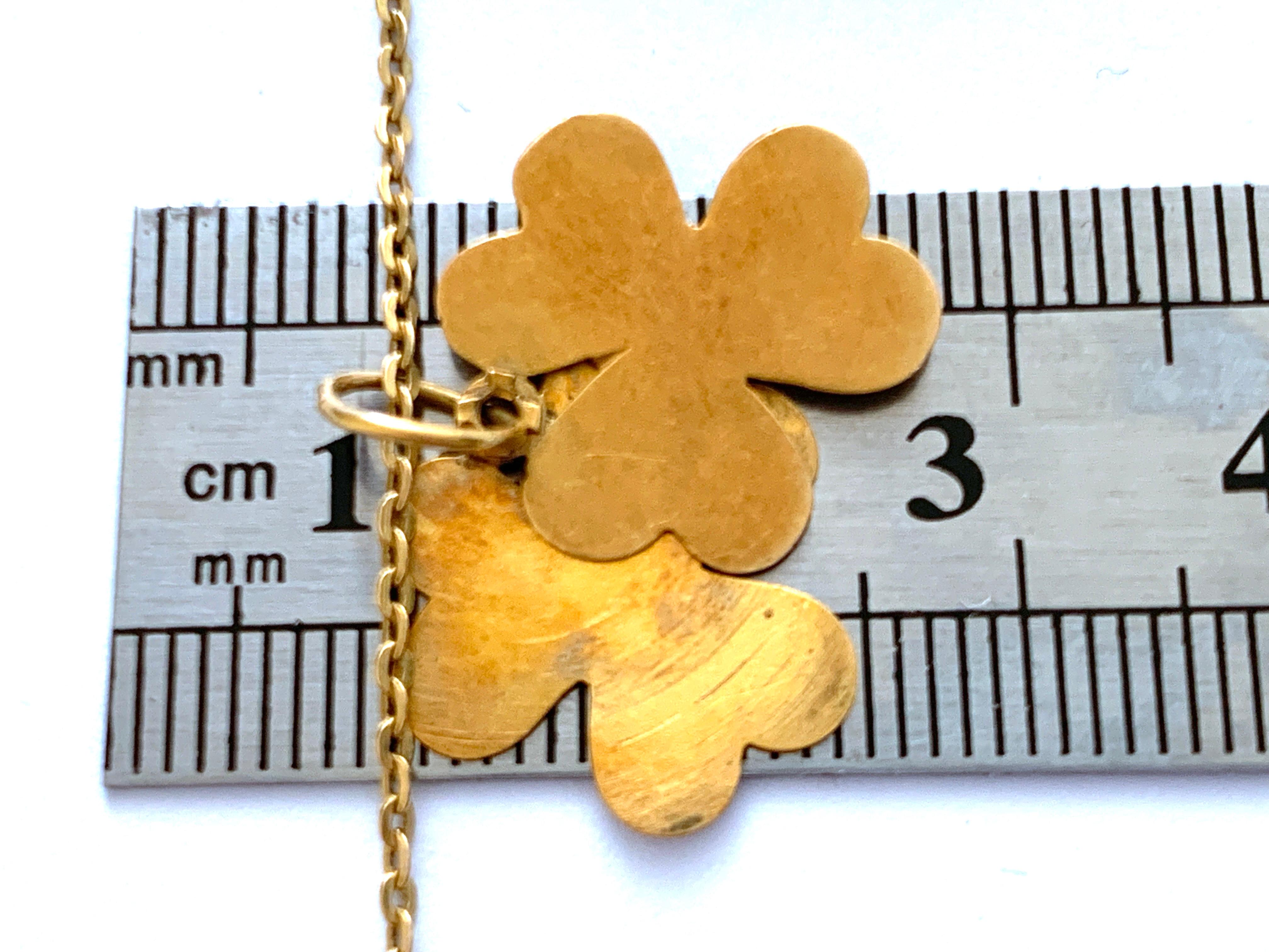 Antiker französischer Kleeblatt-Anhänger aus 18 Karat Goldkette und 20 Karat Gold 6