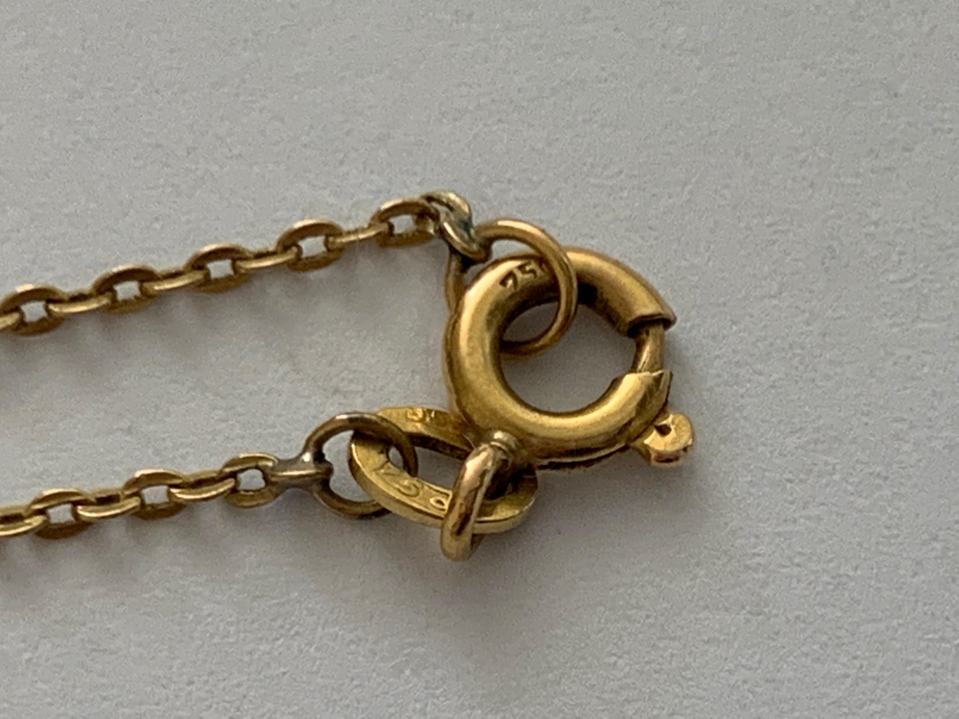 Antiker französischer Kleeblatt-Anhänger aus 18 Karat Goldkette und 20 Karat Gold für Damen oder Herren
