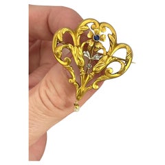 Antique French 18ct Gold, Edwardian Sapphire Pearl Anhänger / Brosche, Circa 1910