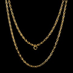 Antique French 18 Carat Gold on Silver Guard Link Chain Victorian, circa 1900