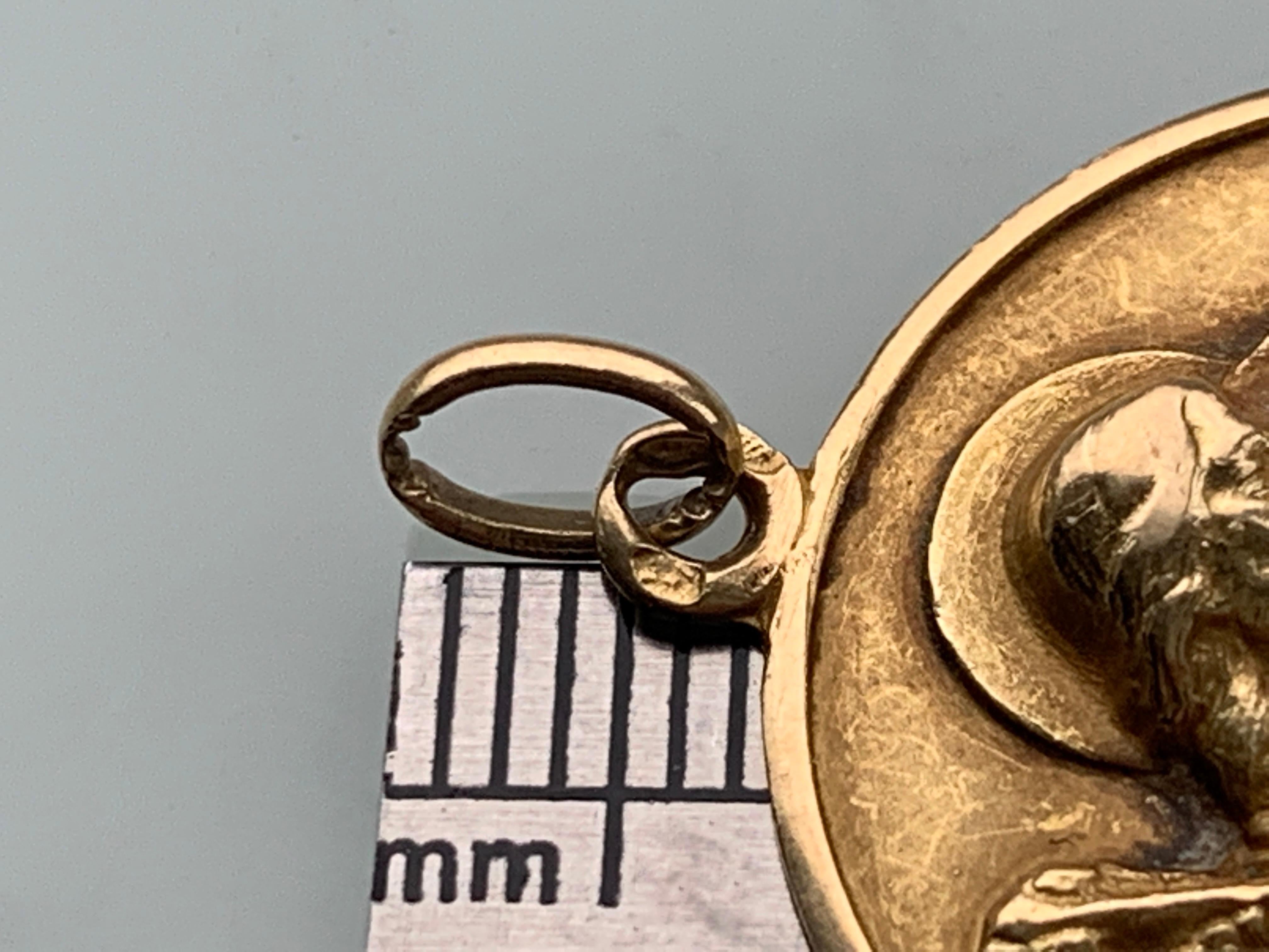 Art Nouveau Antique French 18ct Gold St.Christopher Pendant For Sale