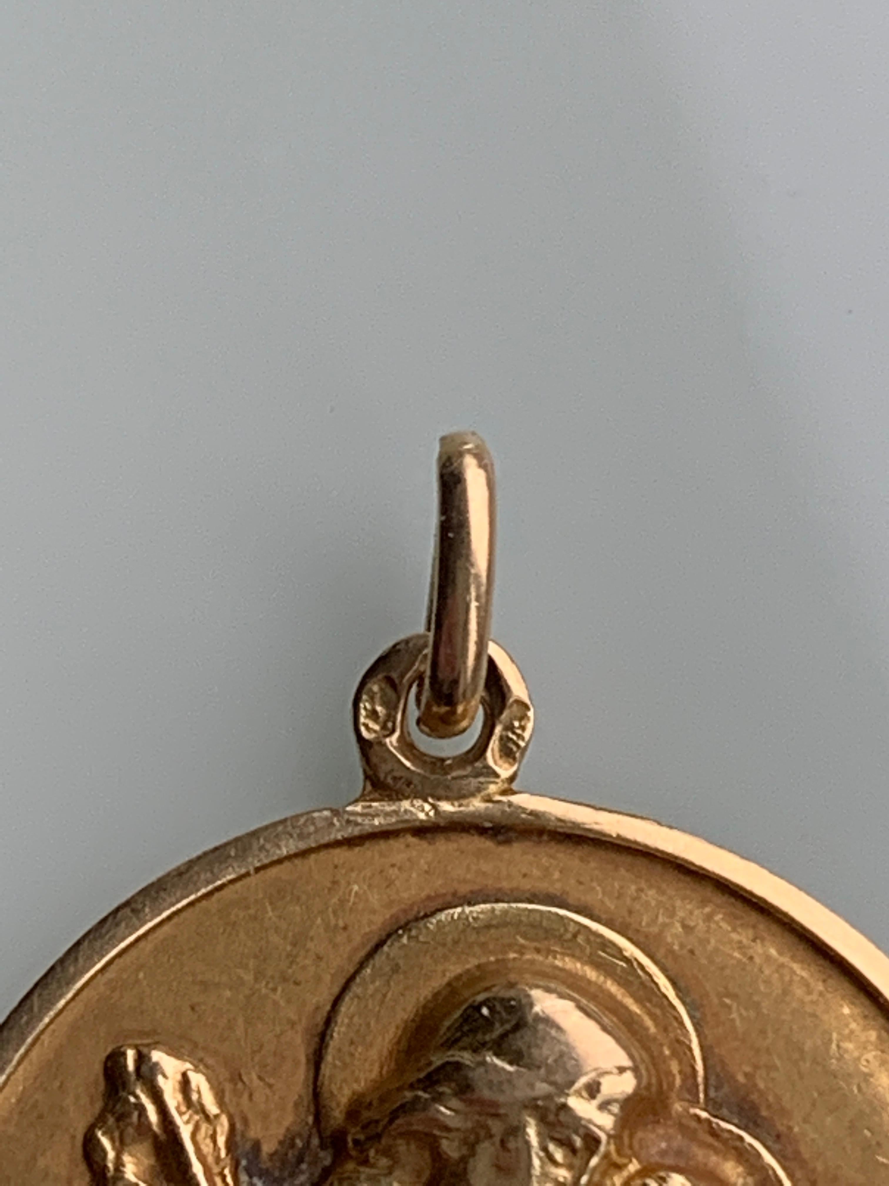 Women's or Men's Antique French 18ct Gold St.Christopher Pendant For Sale