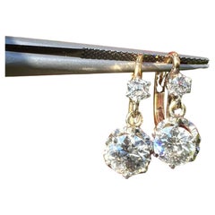 Antique French 18k 1.12ct Old European Cut Diamond 'Dormeuses' Earrings