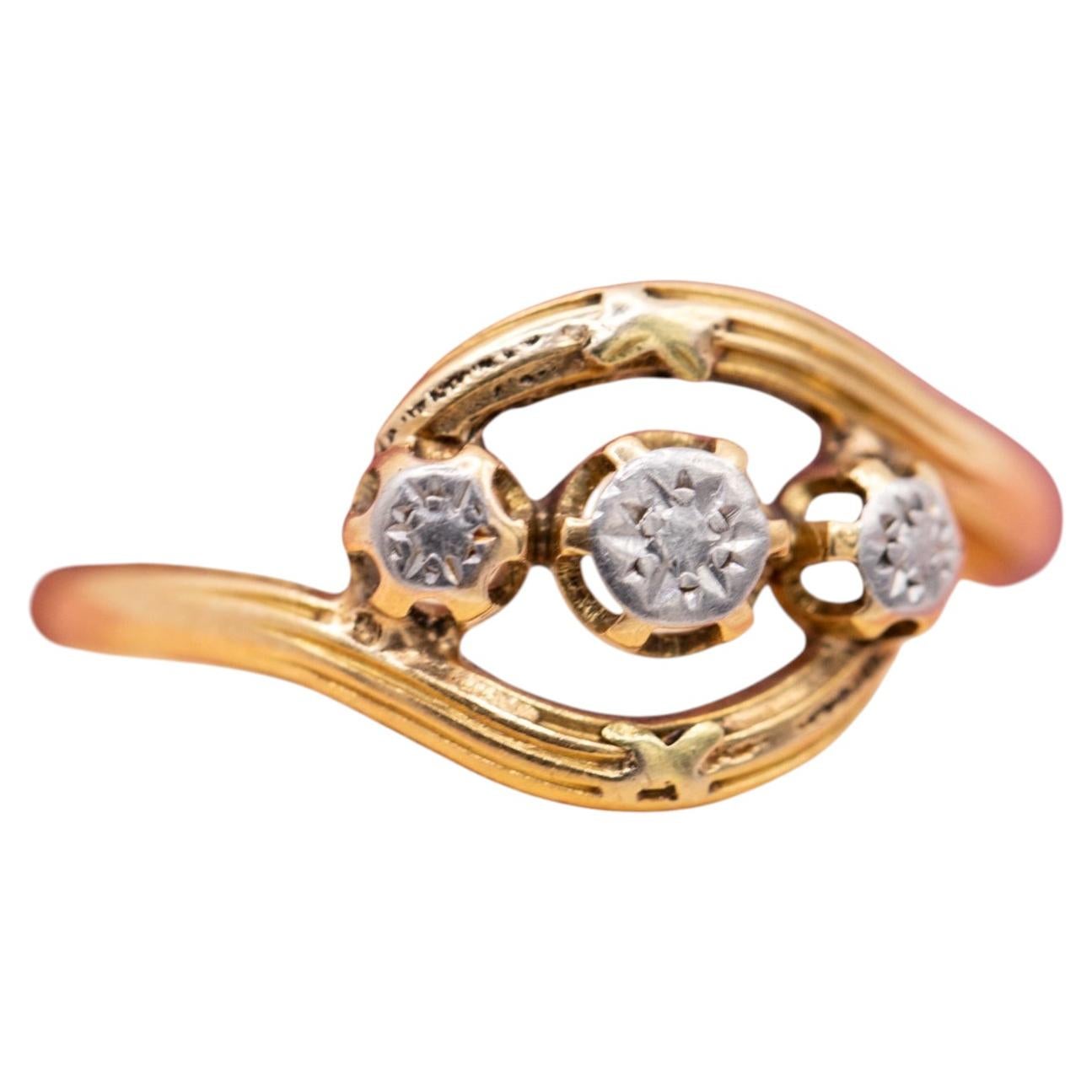Antique French 18k Gold Art Nouveau floral Ring – Three Stone Heirloom