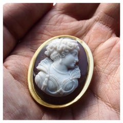 Antique French 18K Gold Cameo Agate Hardstone Victorian - c.1880