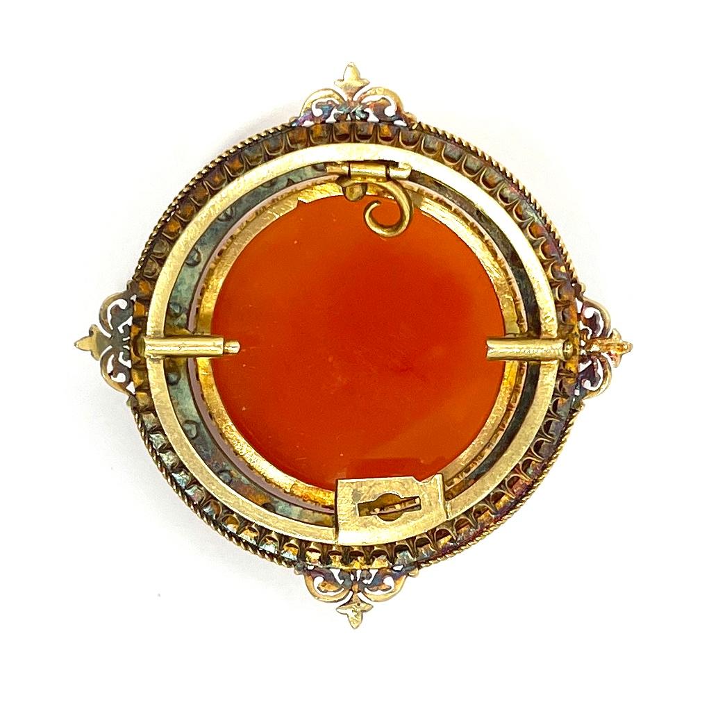 Antique French 18K Gold Cameo Demi Parure with Rubies and Pearls In Good Condition For Sale In New Orleans, LA