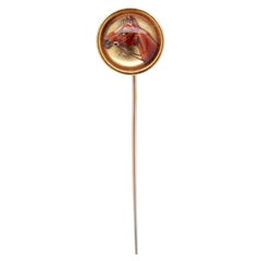 Antique French 18K Gold & Essex Crystal Equestrian Stick Pin