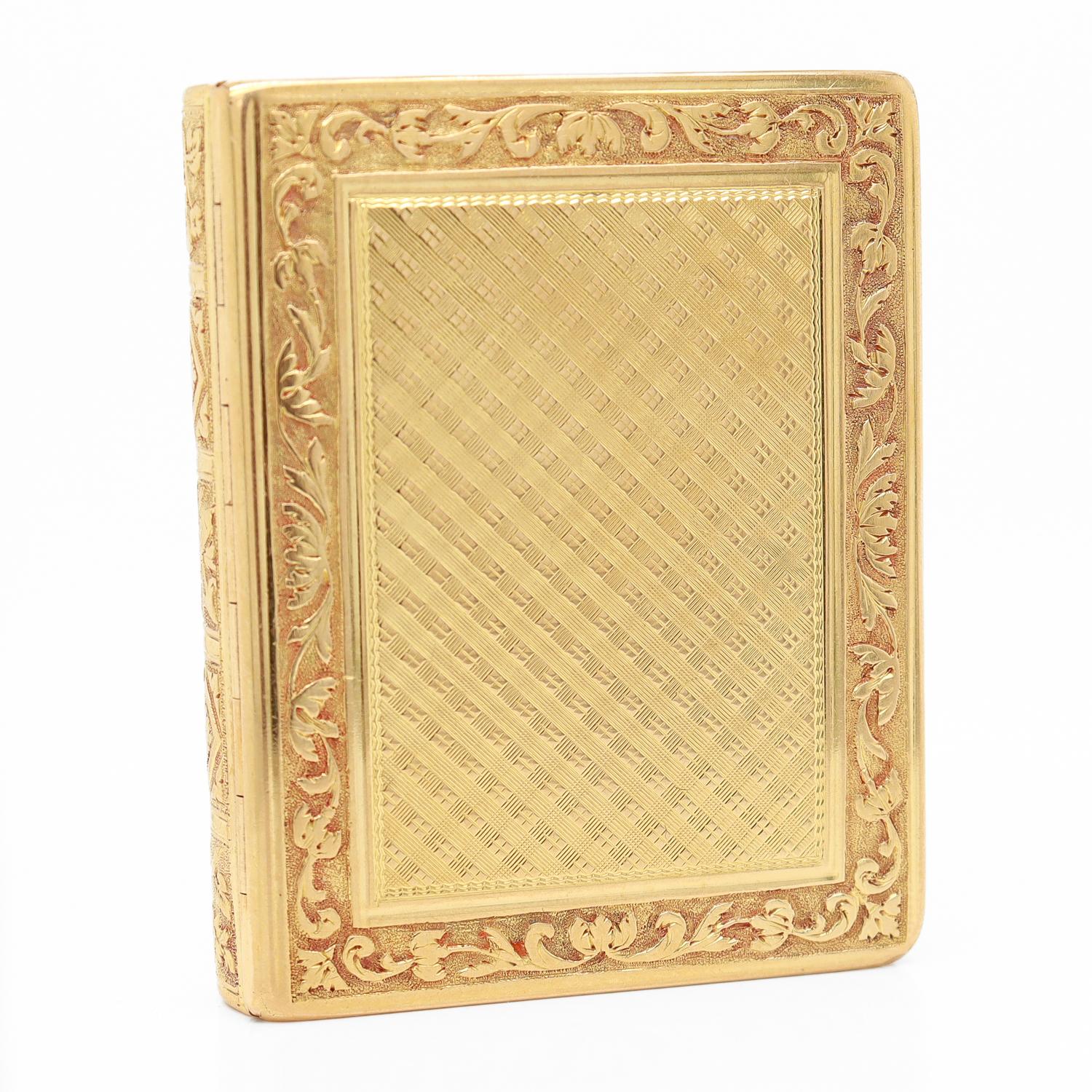 Antique French 18K Gold Figural Book Shaped Engine Turned & Engraved Snuff Box 7