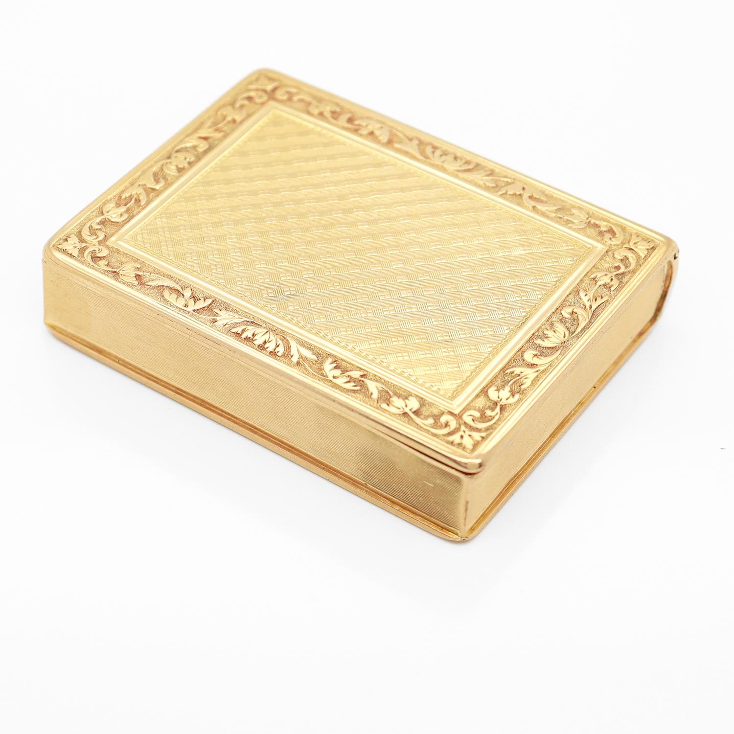 Women's or Men's Antique French 18K Gold Figural Book Shaped Engine Turned & Engraved Snuff Box