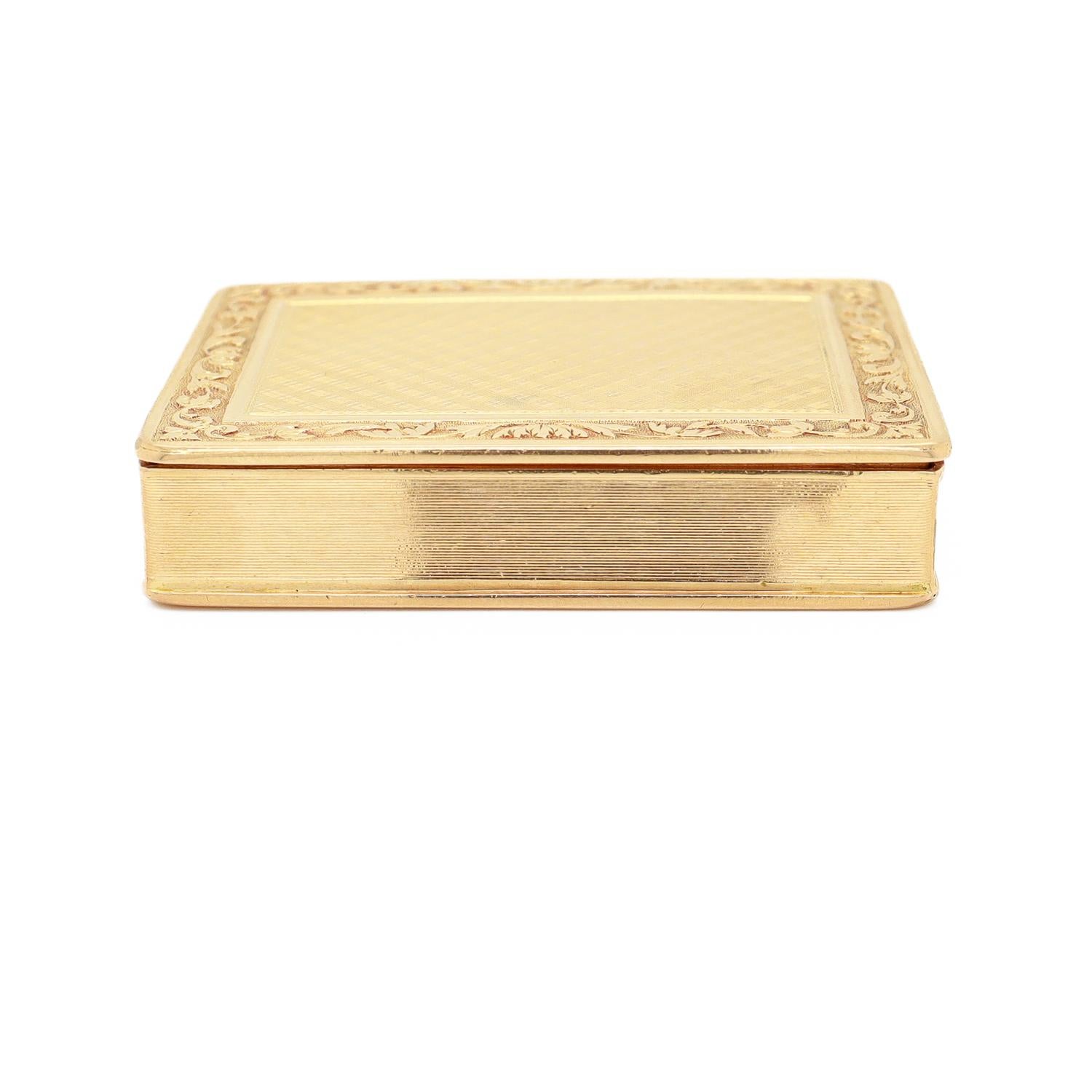 Antique French 18K Gold Figural Book Shaped Engine Turned & Engraved Snuff Box 3