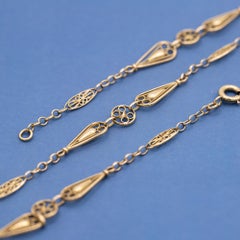 Antique French 18K Gold Filigree Necklace – Belle Epoque Chain