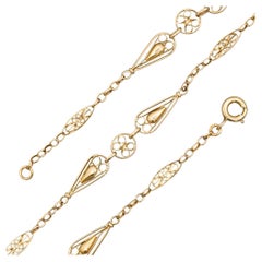 Antique French 18K Gold Filigree Necklace – Belle Epoque Chain