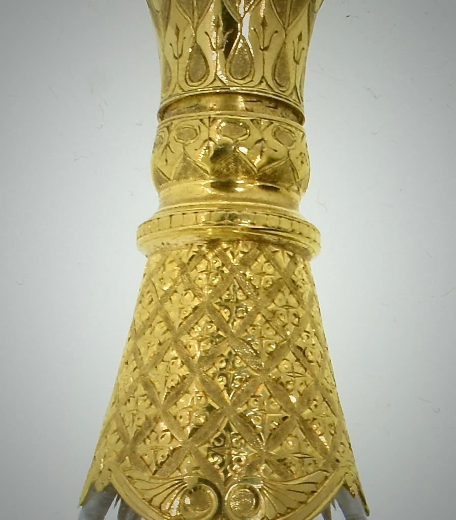 Ancienne bouteille de parfum en cristal de roche, Lapis et 18K, Auguste Fraumont, 1850 en vente 8