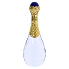 Antique French 18K, Lapis & Rock Crystal Perfume Bottle, Auguste Fraumont, 1850