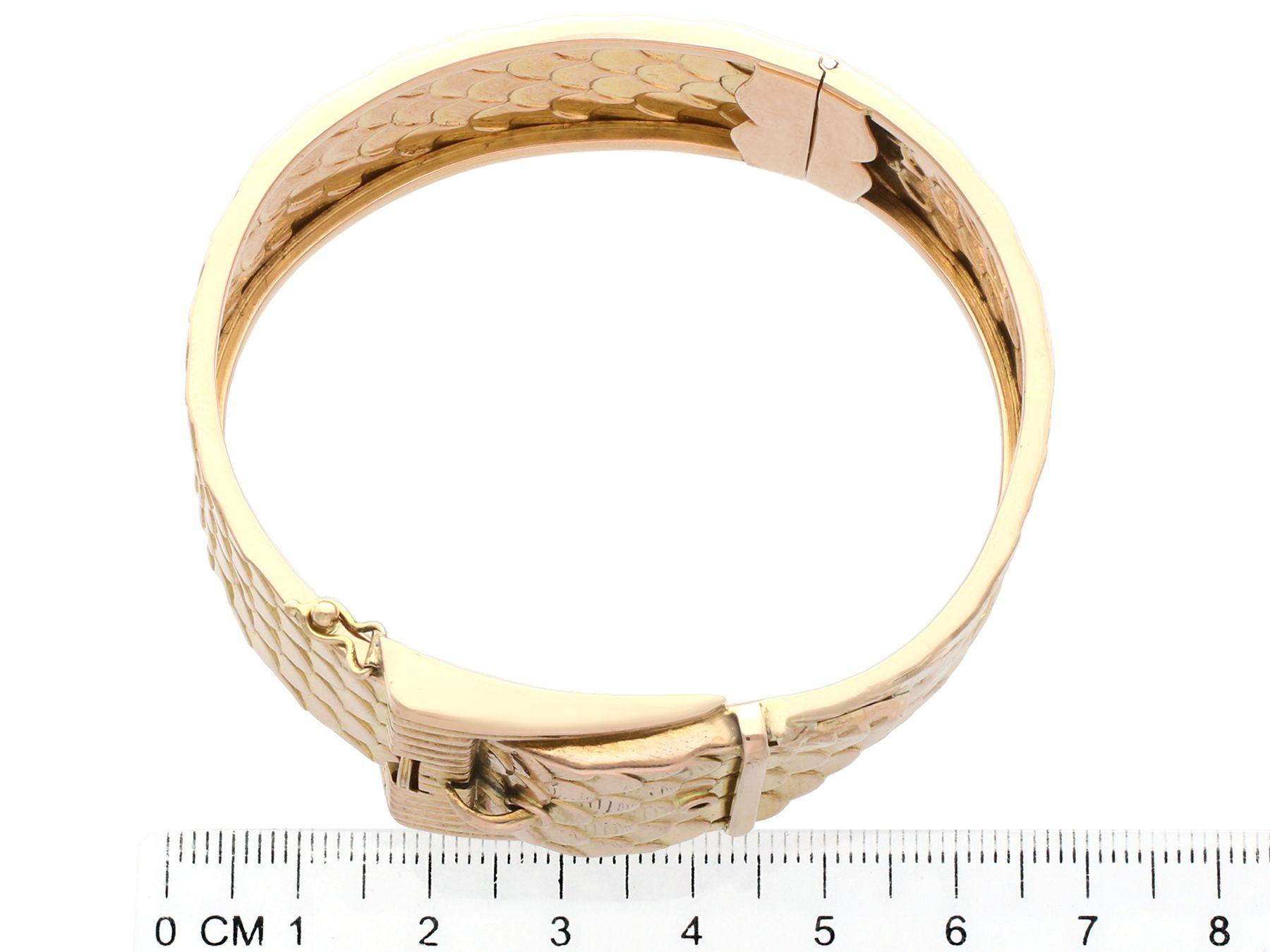 Antique French 18 Karat Yellow Gold Buckle Bangle For Sale 2