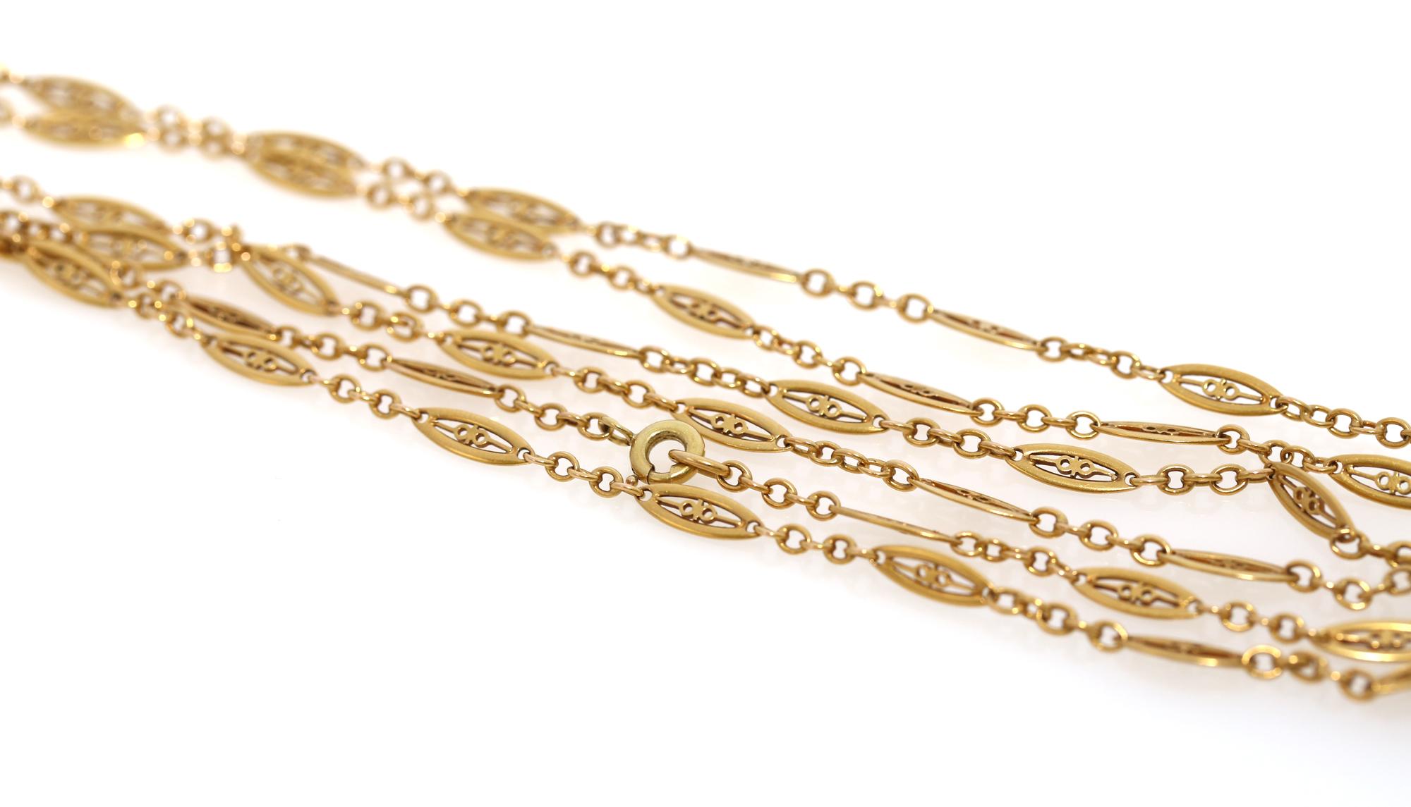 Women's or Men's Antique French 18 Karat Yellow Gold Chain Necklace