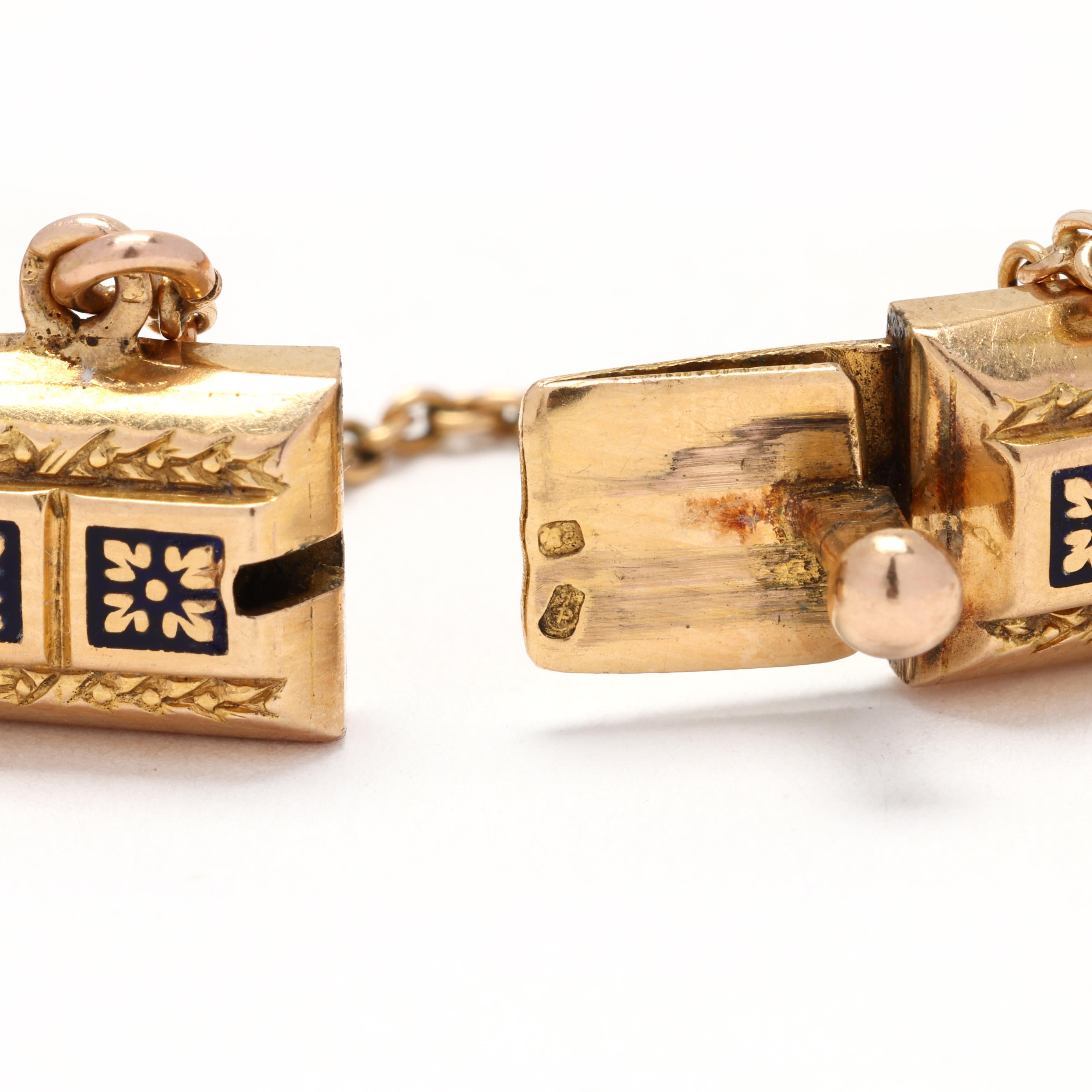 Bracelet jonc français ancien en or jaune 18 carats émaillé, longueur 6,75 pouces en vente 1