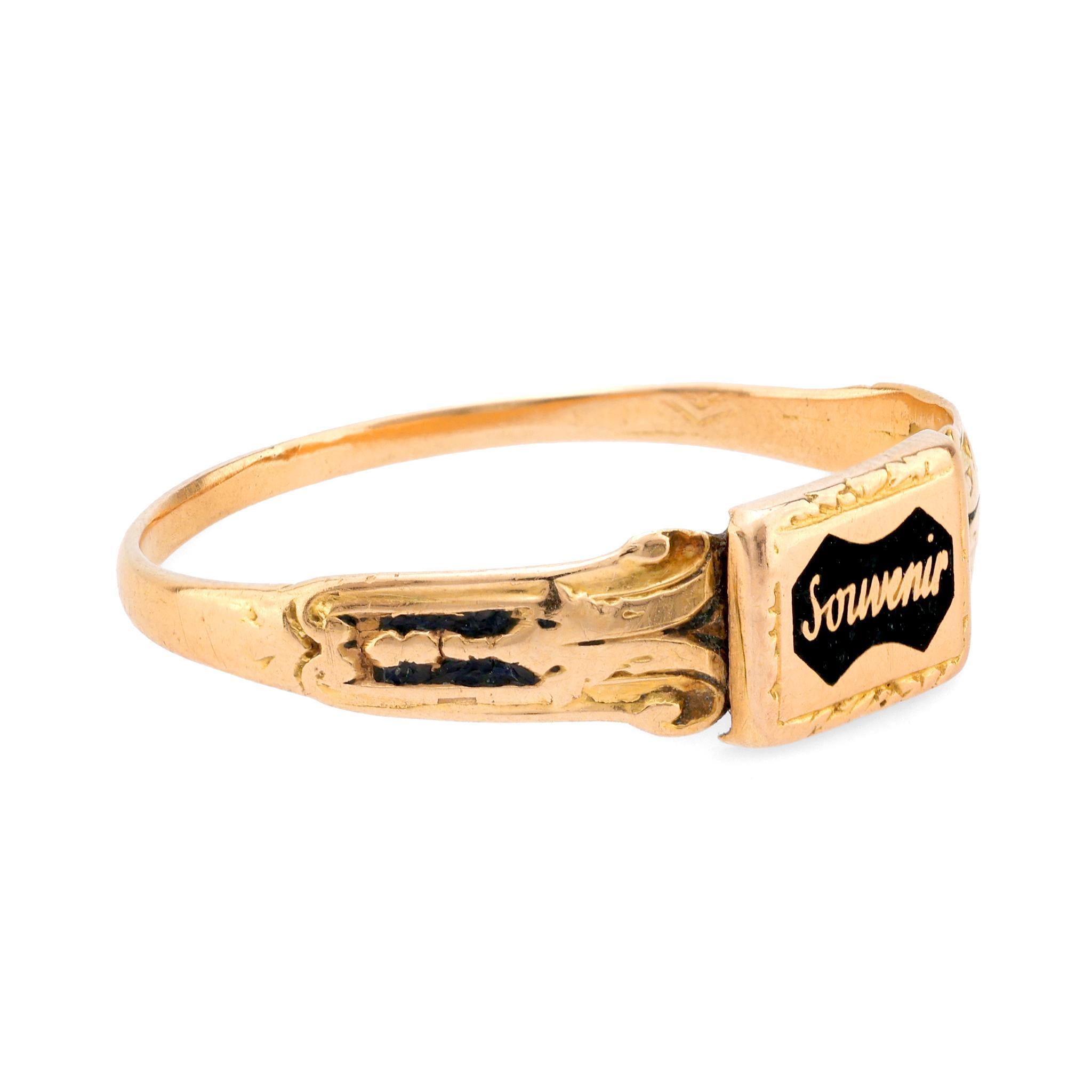 Victorian Antique French 18k yellow gold enamel 