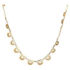 Antique French 18k yellow gold fancy link necklace