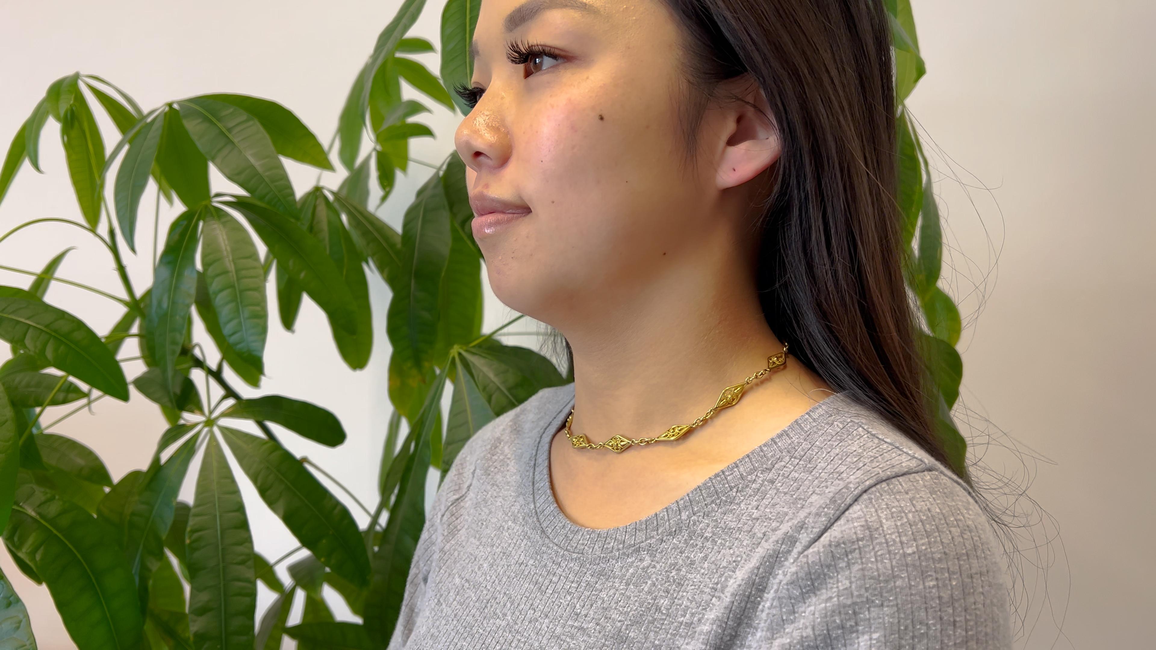 Antike französische 18 Karat Gelbgold Fancy Link Uhrenkette Halskette für Damen oder Herren
