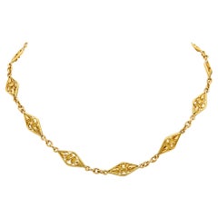 Antike französische 18 Karat Gelbgold Fancy Link Uhrenkette Halskette