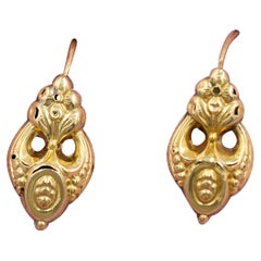Antique French 18K Yellow Gold Flower sleeper Earrings – Victorian Dormeuses