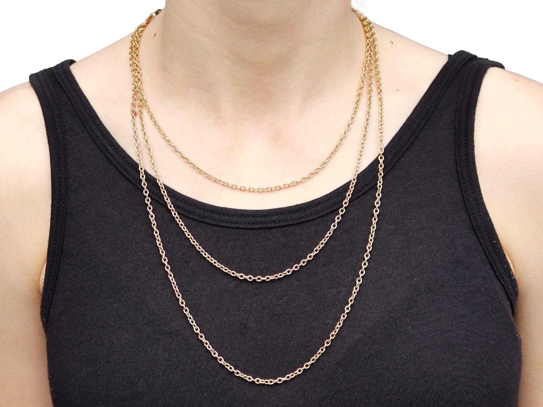 Catena Longuard francese in oro giallo 18k Circa 1900 in vendita 9