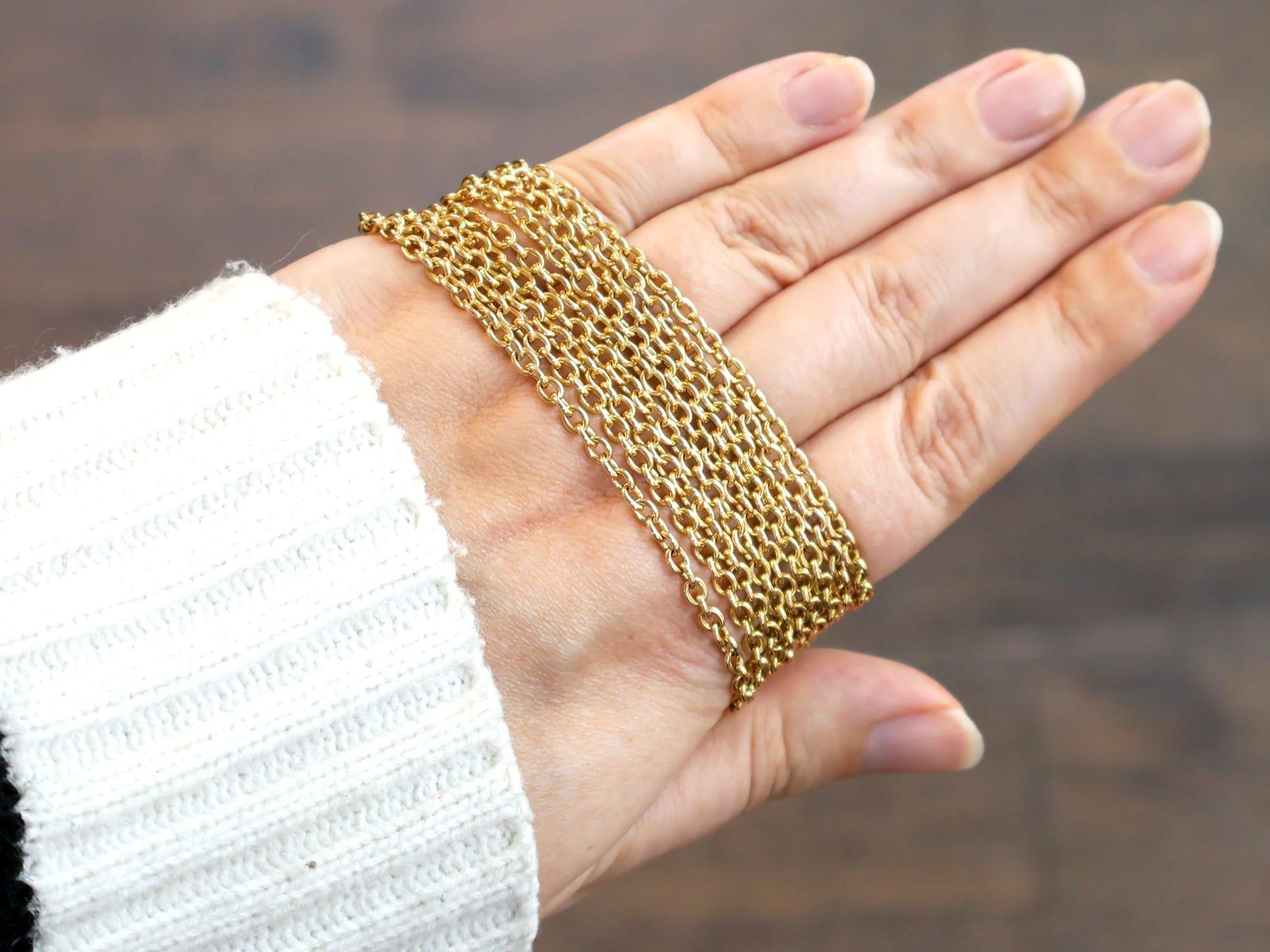 da uomo o donna Catena Longuard francese in oro giallo 18k Circa 1900 in vendita