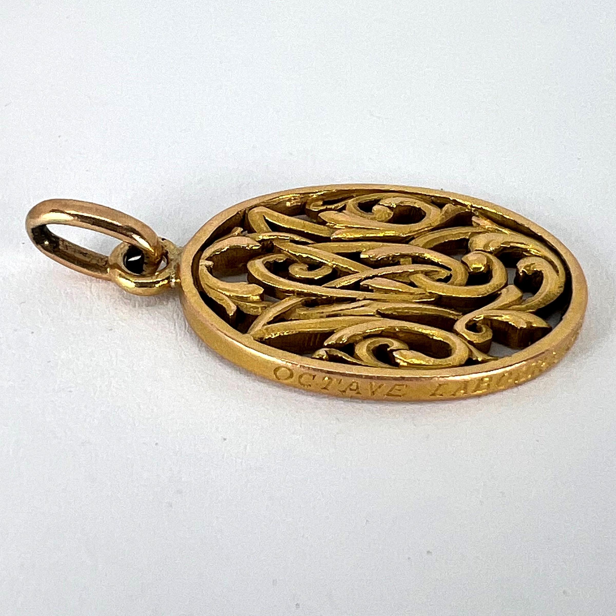 Antique French 18K Yellow Gold OM/MO Initials Monogram Charm Pendant For Sale 12