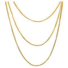 Antique French 18k yellow gold wheat chain necklace