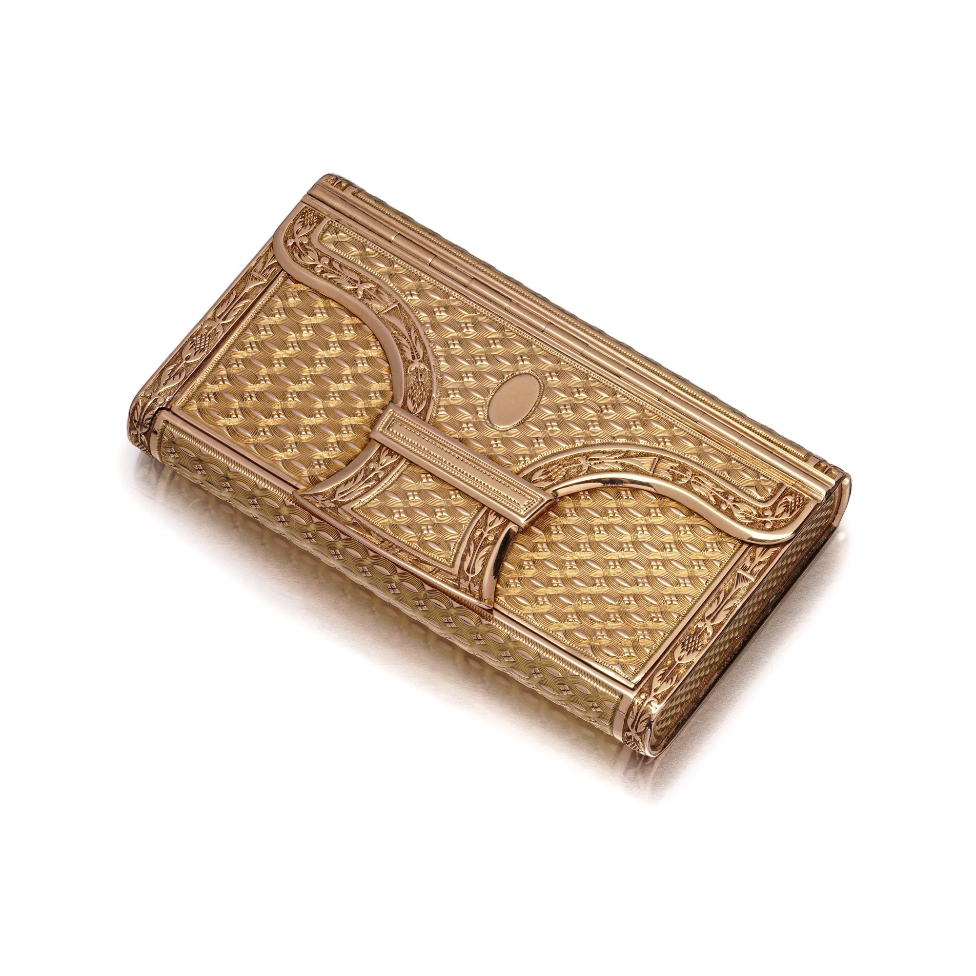 Antique French 18kt Gold Engine-Turned Snuff Box For Sale 7