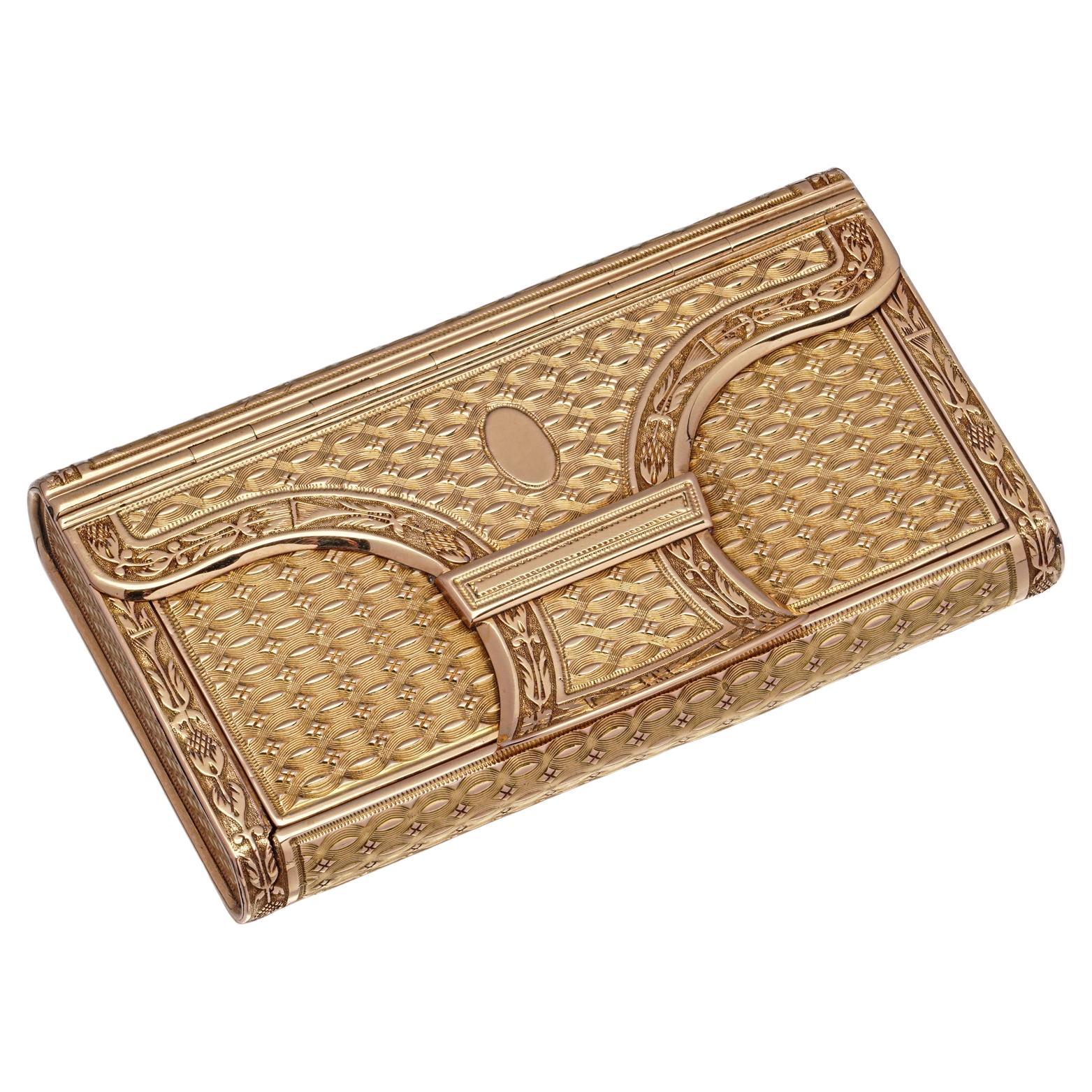 Antique French 18kt Gold Engine-Turned Snuff Box