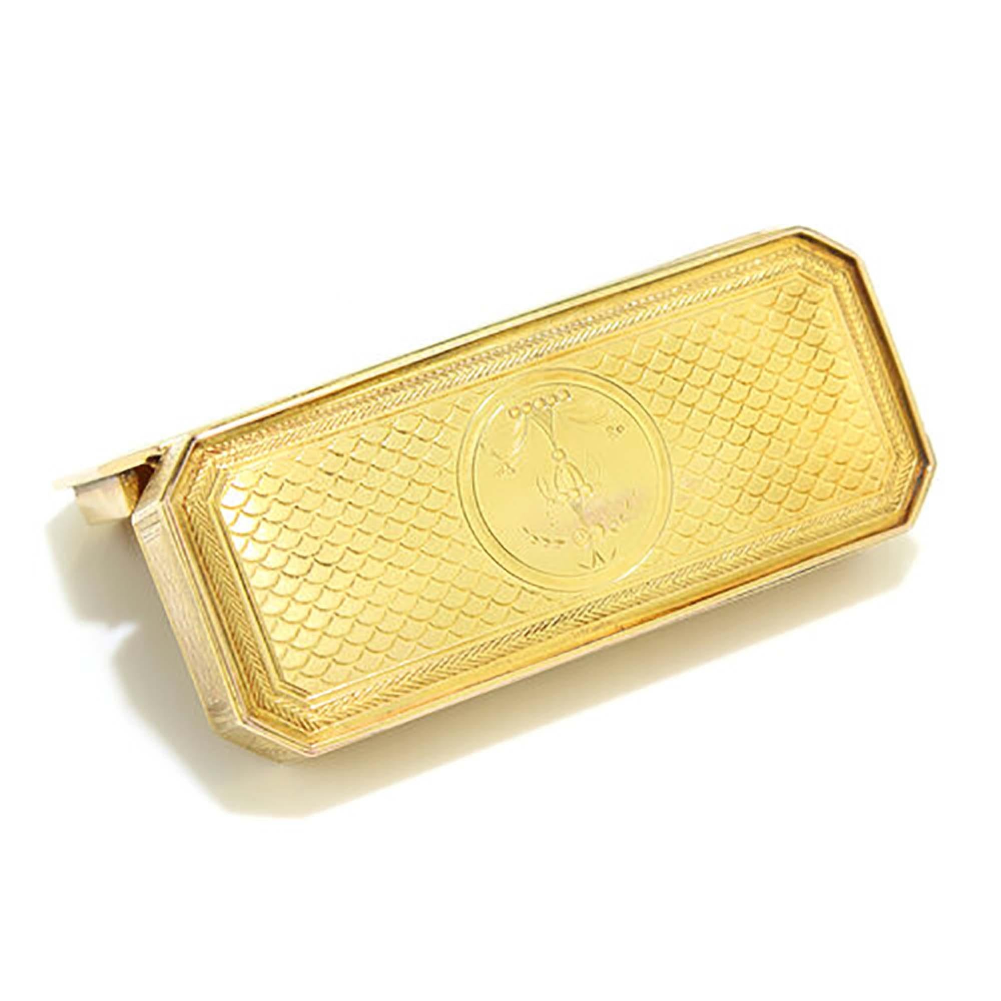 XIXe siècle Boîte française d'antiquités en or jaune 18 carats en vente