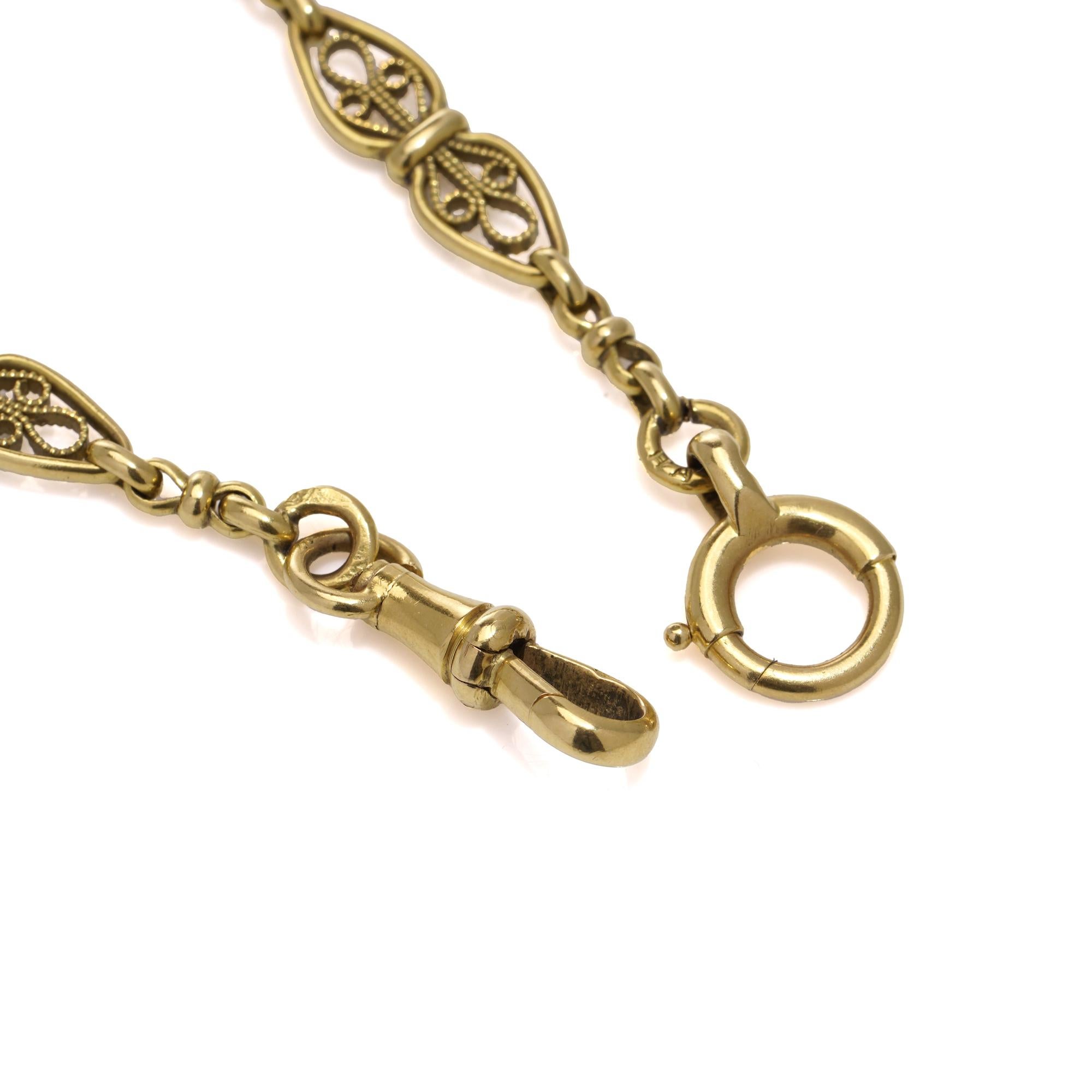 Antique French 18kt Yellow Gold Long Fancy Link Chain Necklace For Sale 3