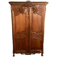 Antique French 18th Century Carved Oak Armoire, circa 1760-1780