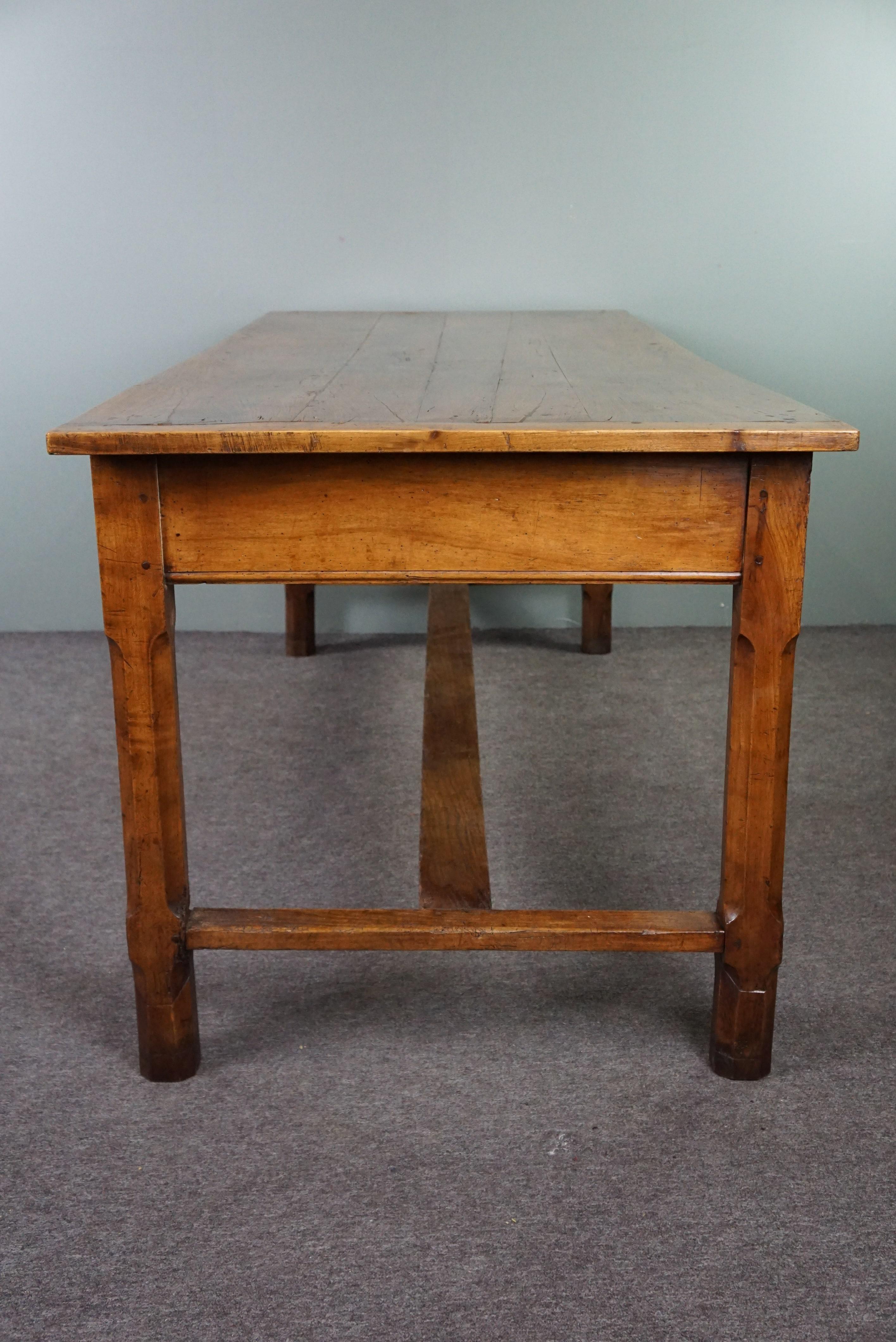 Wood Antique French 18th-century dining table with drawer and cutting board For Sale