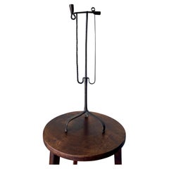 Antique French 18th century hand forged iron candle and taper holder