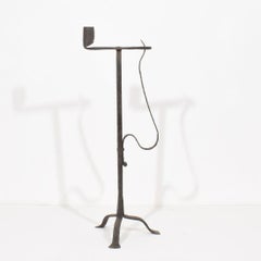 Antique French 18th Century Hand Forged Iron Candleholder, Circa 1700-1750
