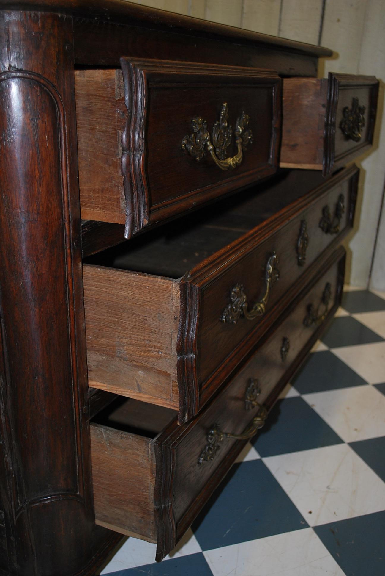 French Provincial Antique French 18th Century Provincial Oak Commode / Chest of Drawers For Sale