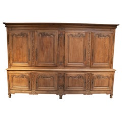 Antique French 18th Century Two Bodied 8-Door Cupboard with Iron Hardware