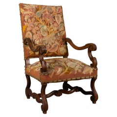 Antique French 18th Century Walnut Elbow Fauteuil Armchair, circa 1720