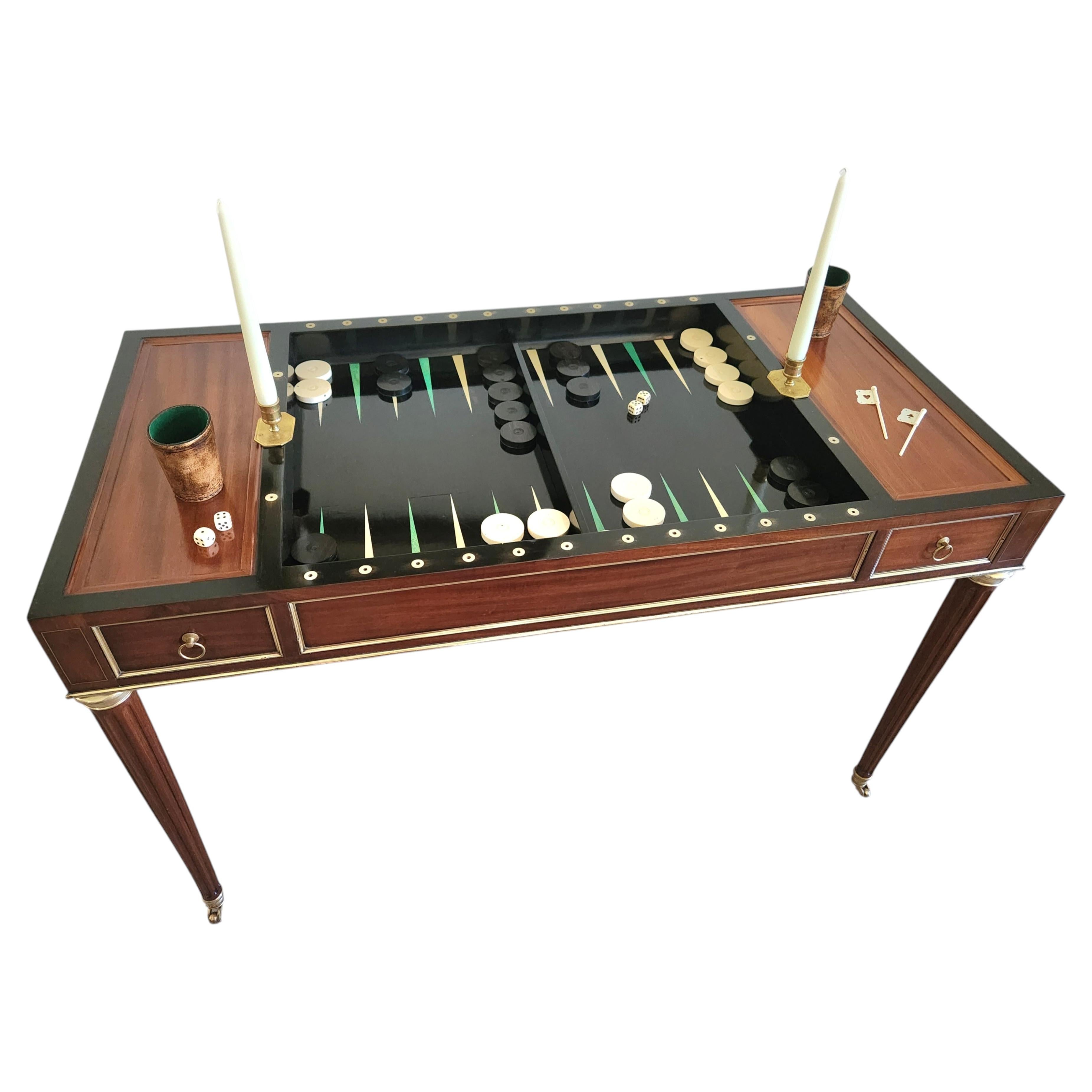 Antique French 18th Tric Trac Game Table, Chess, Backgammon & Cards