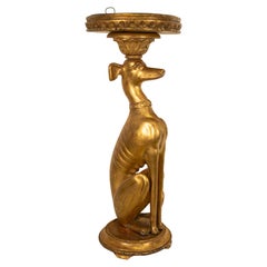 Antique French 18thC Louis XVI Gilt-Wood Greyhound Dog Jardinière Stand 1780